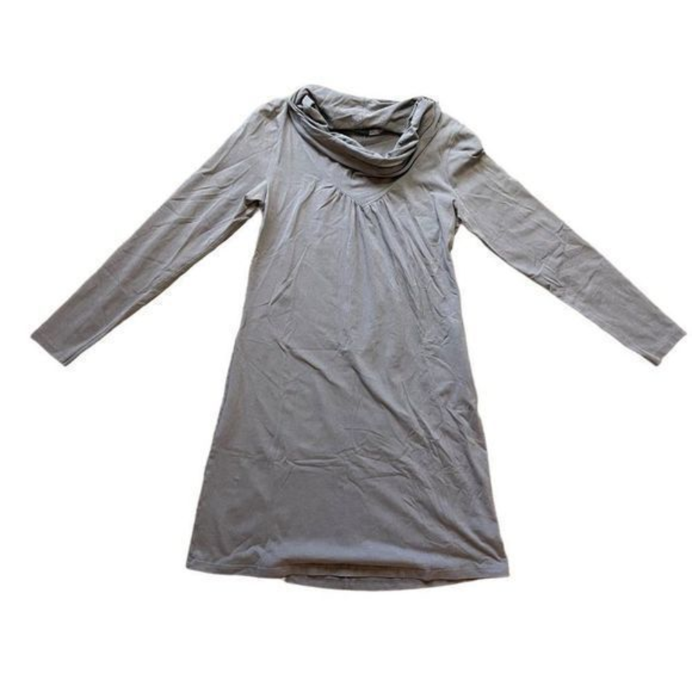 Athleta Women's Gray Lost River Dress Cowl Neck Long Sleeve Size Medium